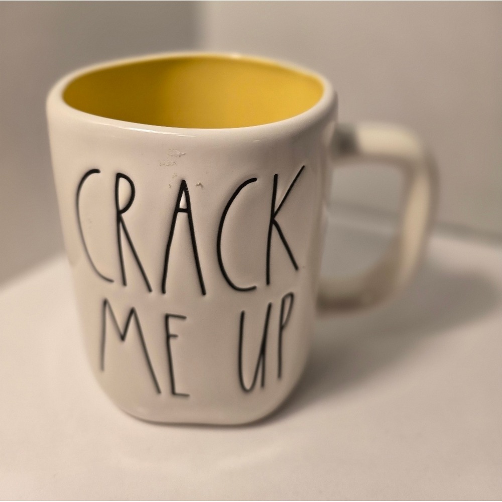 Rae Dunn White and Yellow Mug - Crack Me Up